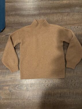 Goodthreads Women's Camel Ribbed Mock Neck Sweater